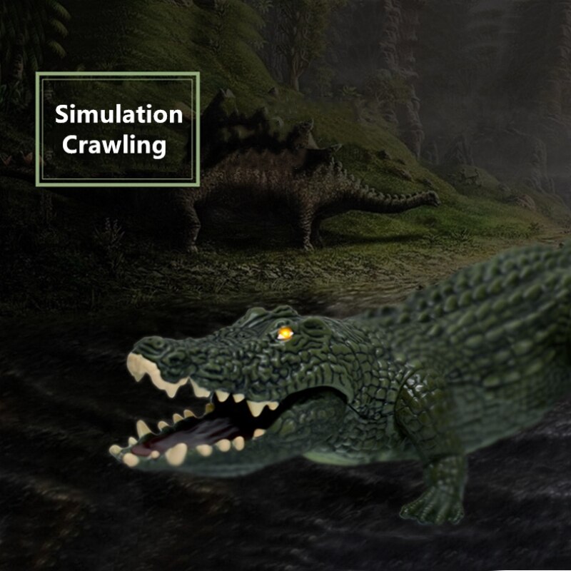 Highly Imitate RC Crocodile Simulation Crawling Flexible Swing Tail Light And Sound Infrared Realistic RC Animal Electric Toys