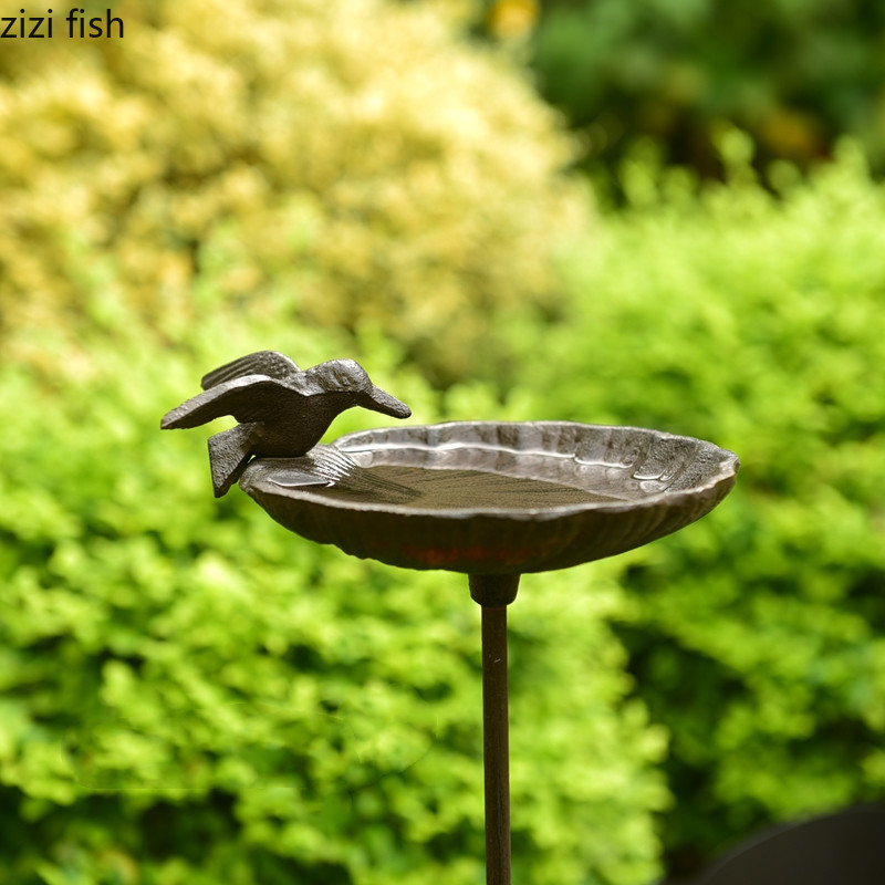 Cast Iron Bird Feeder Bird Drinking Plugin Garden Ornament Wrought Iron Feeder Bird Supplies Metal Bird Feeder Outdoor Bird Bowl
