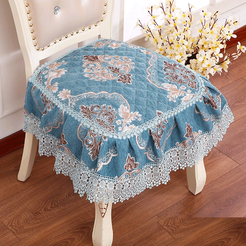 European Style Lace Chair Cushion Chenille Dining Chair Non-Slip Pads Breathable Thickened Universal Seat Mats Banquet Wedding C: yunalan