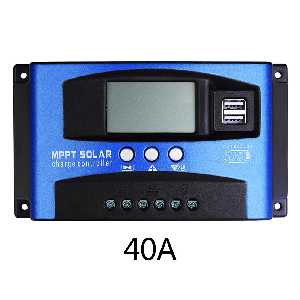 Contrôleur de Charge solaire automatique 100A/60A/50A/40A/30A MPPT avec double sortie USB 5 V 12/24 V Charge de régulateur de batterie de panneau solaire: 40A