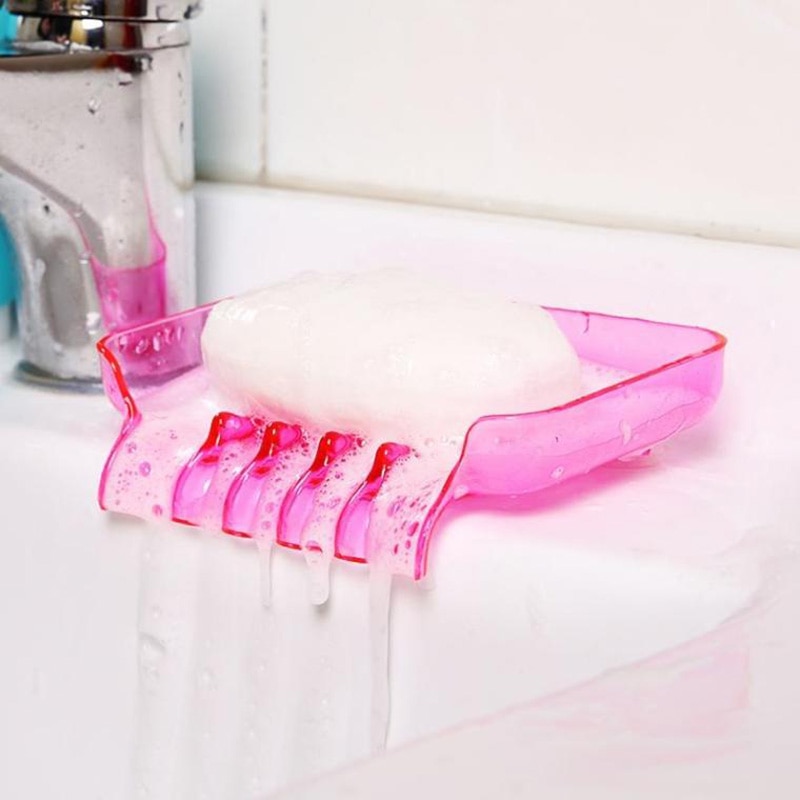 Candy-colored Drainage Waterfall Soap Box Suction Cup Water Drain Dish Soap Dish Sponge Holder For Bathroom Kitchen Tool