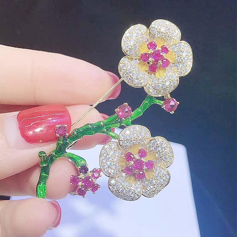 multicolor flower zircon 35*60mm brooch FPPJ beads nature unique