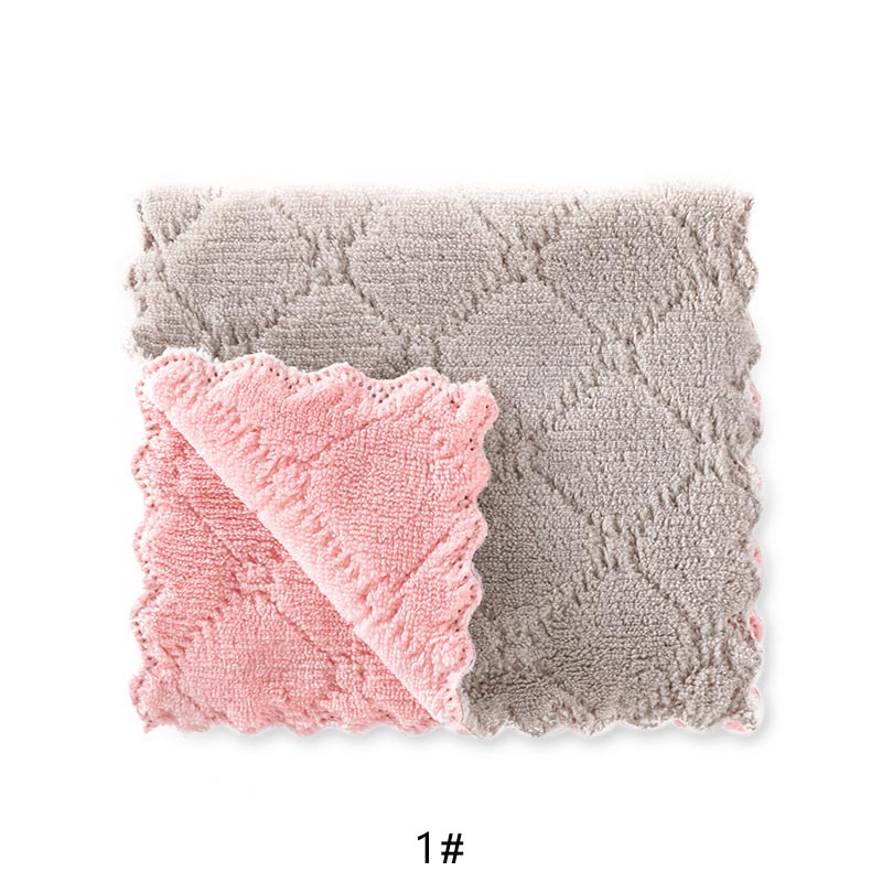 OACM 4 pçs/set Absorvente de Microfibra Toalhas de Prato Para A Cozinha Mais Grosso Micro Fibra Limpeza Limpar Mesa Casa Pano do Pó TJ1756: 1 pink-grey