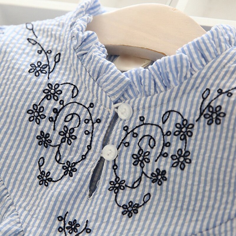 Nuovo 2020 della Molla Del Bambino di trasporto Delle Ragazze Camicette Stile Coreano Ricamo Floreale Sveglio Dei Capretti Del Manicotto Lungo Magliette E Camicette Toddlers Bambini Camicette 2-8T
