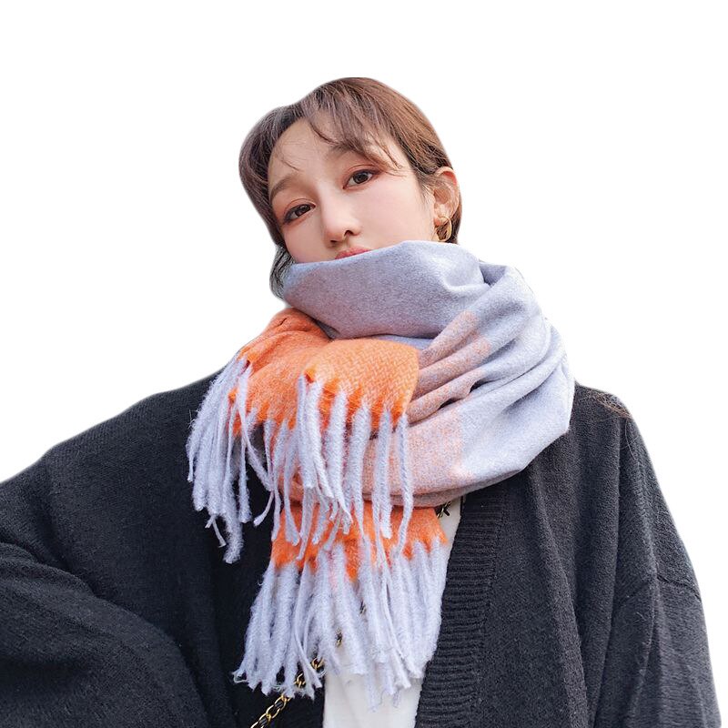 Winter Cashmere Scarf Women Thick Warm Shawls Wraps Lady Tie Dye Scarves Tassels Pashmina Blanket