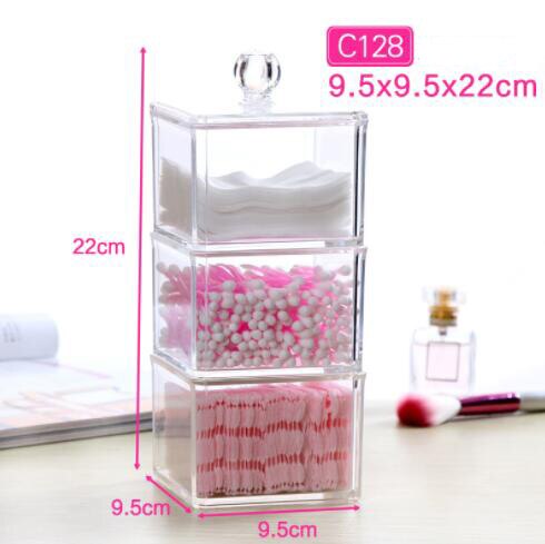 Boîte de rangement carrée transparente pour coton-tige, boîte acrylique transparente, dissolvant de maquillage, coton cosmétiques, bijoux, rouge à lèvres: C128