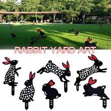 Rabbit Garden Art Bunny Silhouette Stake Black Bunny Rabbit Garden Stake Yard Art for Lawn Outdoor Patio Home