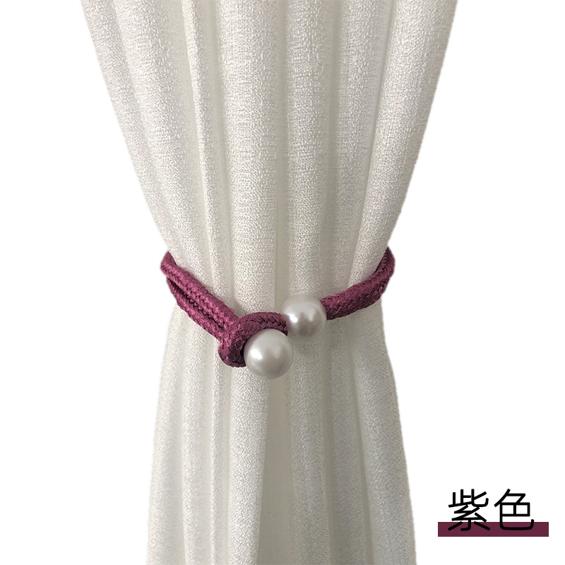 2/1 Uds. Clip de cortina de perlas pequeñas, soportes de cortina, Clips de hebilla para atar, hebilla de bola colgante, accesorios decorativos para cortina: Morado / 55-90 cm