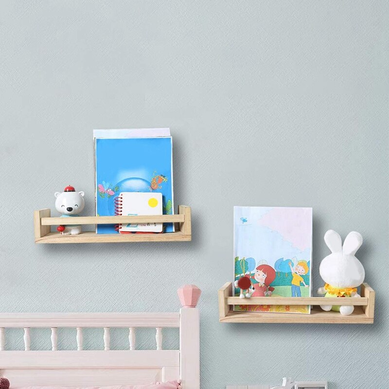 Estantes flotantes, estante de guardería montado en la pared-estantería de pared para libros de madera estantes para cocina estante de especias dormitorio 16 pulgadas