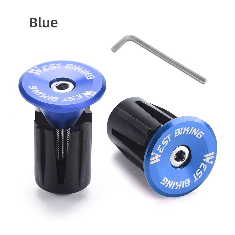 WEST BIKING-pluges de extremo de manillar coloridos con herramientas, aleación de aluminio, bicicleta de carretera, MTB, tapa de extremo de barra, tapones de expansión de 22-24mm: AZUL MIST