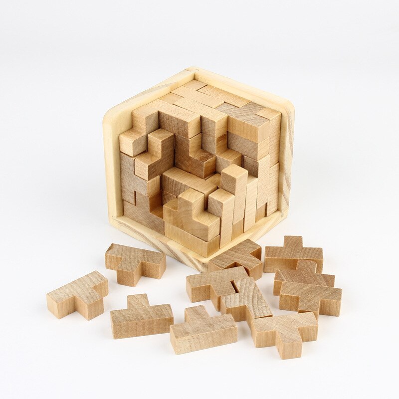 54Pcs Wooden T Shape 3D Puzzles Building Brain Teaser Luban Lock Educational Toy Puzzles Game Toy for Adults Kids Children: Wood