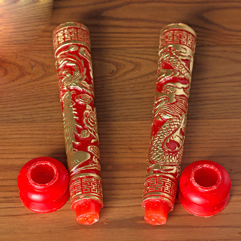 Vela de estilo chino para boda, decoración tradicional roja para amantes de Longfeng, Cadle de noche de boda encantador, 2 unids/lote