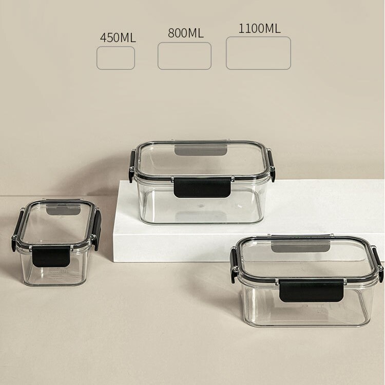 Lock Sealed Refrigerator Fresh-keeping Box Food Storage Cans Classification Storage Boxes Can Be Stacked with Sealed Cans: 3PCS 1grid