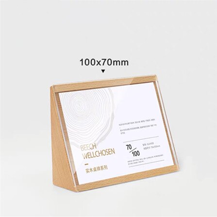 90*55mm Mini Wood Produts Price Label Paper Tag Holder Display Stand Frame Slant Table Acrylic Sign Holder: 100x70mm