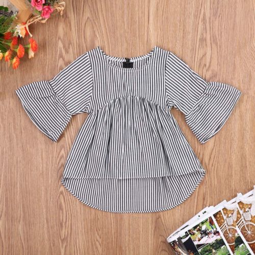 Striped Top Baby Kids Girl Infant T-shirt Tops Jumpsuit Cotton Clothes Outfits 0-18M