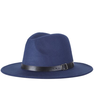Fedora hat mænd kvinder imitation uldne vinter kvinder filthuer mænd sort top jazz hat fedoras chapeau sombrero mujer: Flåde