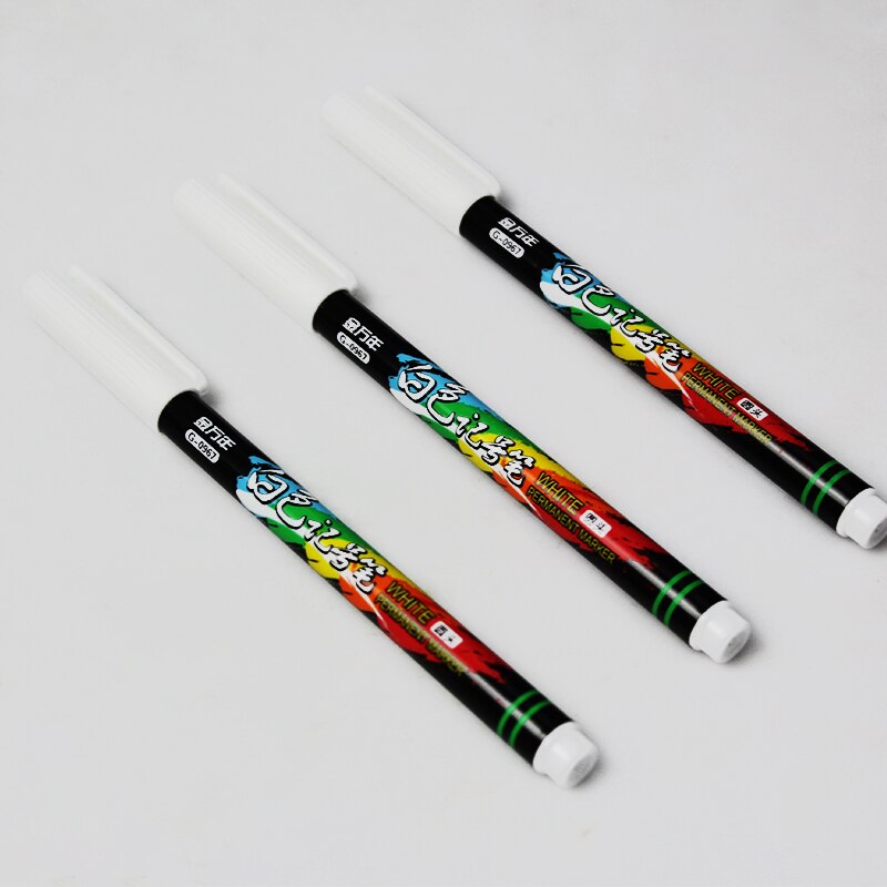 Saber-rotulador permanente de punta fina para pintura al óleo, tinta blanca, traje de escritura suave para papel de grafiti, rotulador de neumáticos de Metal, 12 Uds.