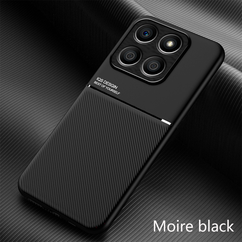 Magnetic PU Leather Case For Honor X8B X8A X8 5G Cover Car Holder Luxury Silicone Protection Phone Case For Honor 70 Lite X6 X6S: Microfiber / black