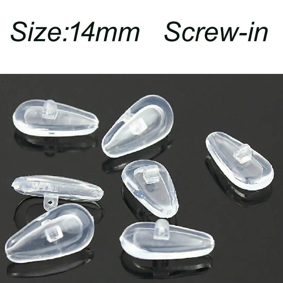 250 par 12mm 14mm super blødt luftkammer silikone næsepuder til optiske briller tilbehør skrue-in push-in: 14mm skruer i