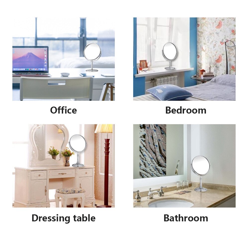Redondo oval forma desktop espelho de vaidade dupla face retroiluminado espelhos portátil ampliação maquiagem espelho para maquiagem presentes para meninas