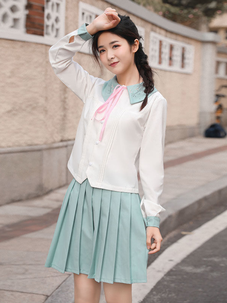 Combinaison de marin, jupe courte, longue, Style collège, robe d&#39;automne et d&#39;hiver: WHITE / S
