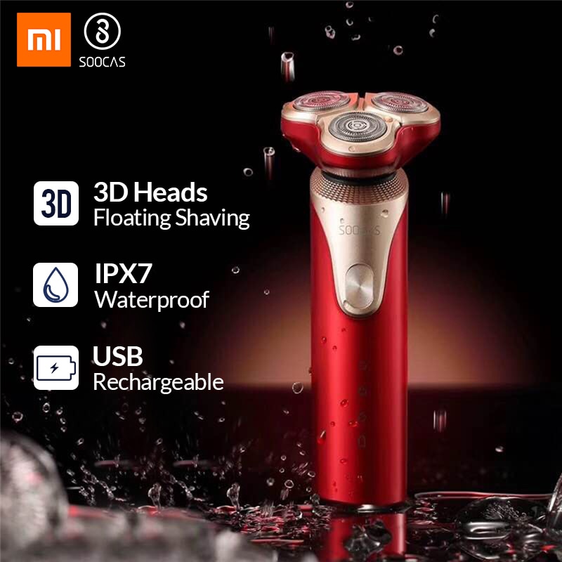 Afeitadora eléctrica xiaomi SOOCAS S3, Afeitadora eléctrica de 3 cabezales, afeitadora en seco, húmedo, inteligente, recargable vía USB, resistente al agua, afeitadora para hombre youpin