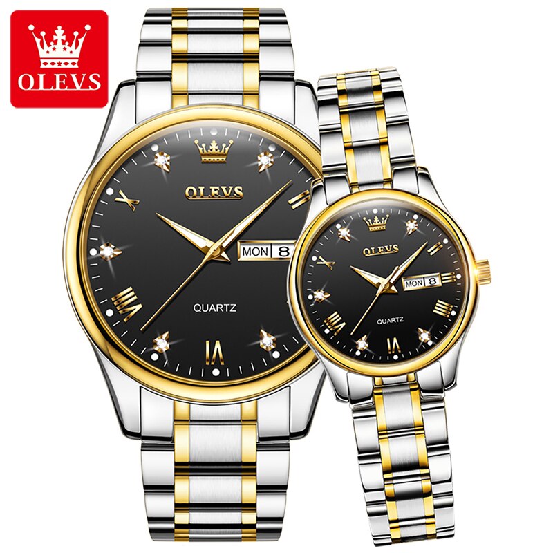 Olevs Heren horloge Black on Black - Arganolie