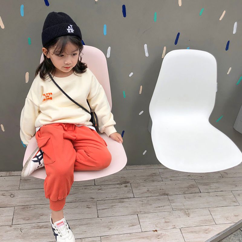 Kinder Set Niedlichen Pullover Baumwolle Verdickung Mädchen Niedlichen Wilden Rundhals Brief Druck T-Shirt Candy Farbe 3-8T