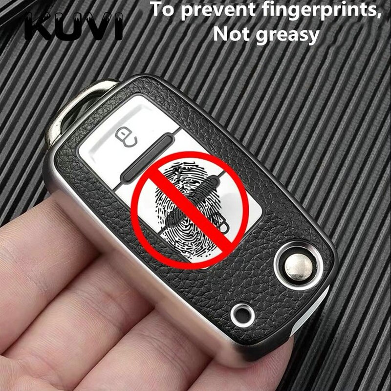 Lær + tpu bilnøkkel dekselveske til volkswagen vw polo tiguan passat  b5 b6 b7 golf eos scirocco jetta  mk6 octavia tilbehør