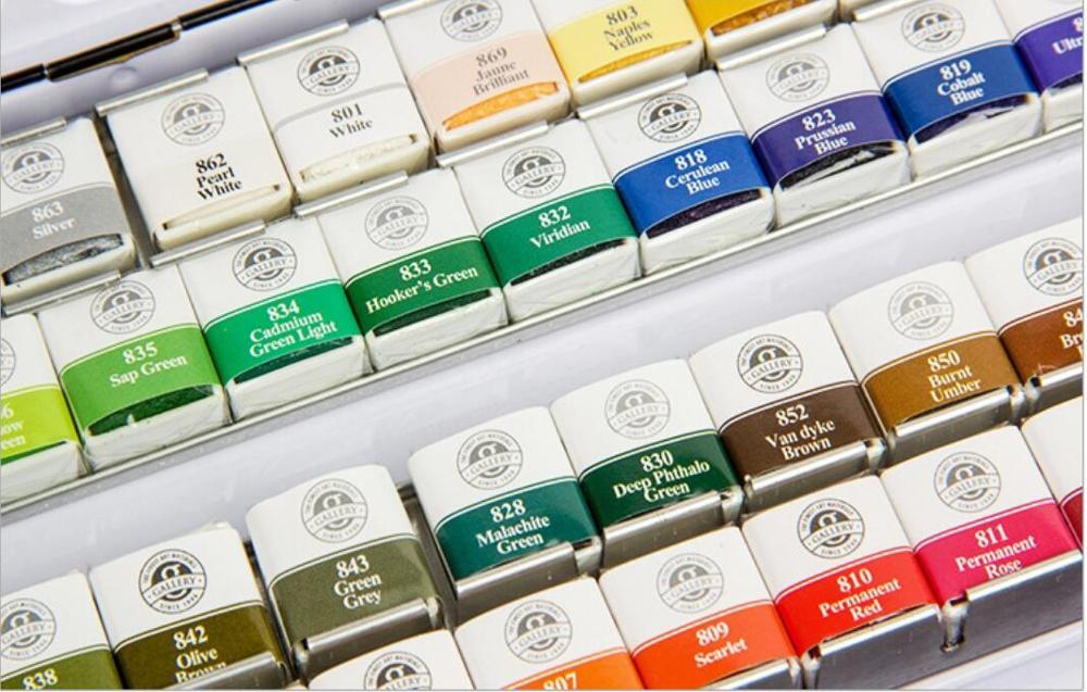 Mungyo 12 24 48 farve ensfarvet akvarelmaling sæt bærbar metalboks akvarel pigment kunstner tegning akvarel papir leverancer