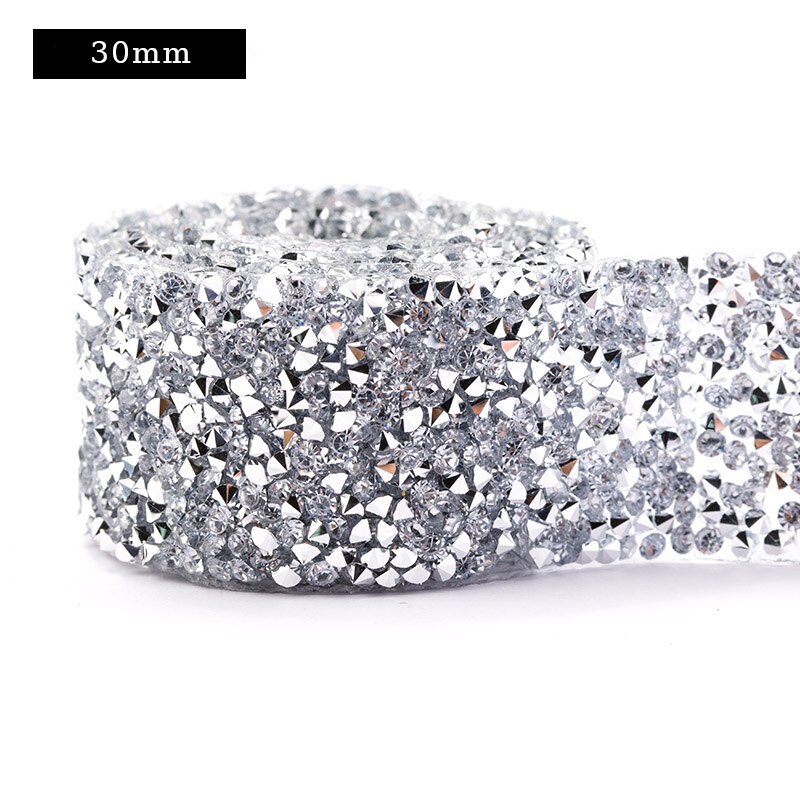 Dżetów wykończenia poprawka 1 stoczni Strass szycia taśmy Rhinestone aplikator wstążka z dżetów żelazko na ubrania akcesoria: 3cm - silver