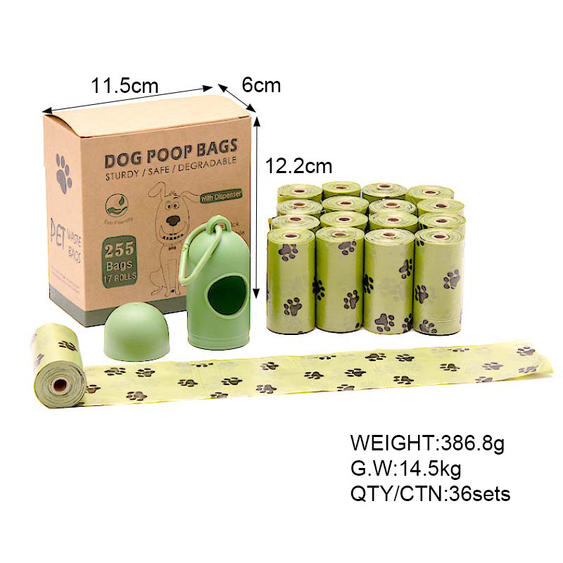 Bolsa para excrementos de perros, 210 Uds./255 Uds. Bolsas biodegradables para residuos de perros con 1 dispensador, bolsas ecológicas para excrementos de mascotas a prueba de fugas para perros: XXXS / Marrón oscuro