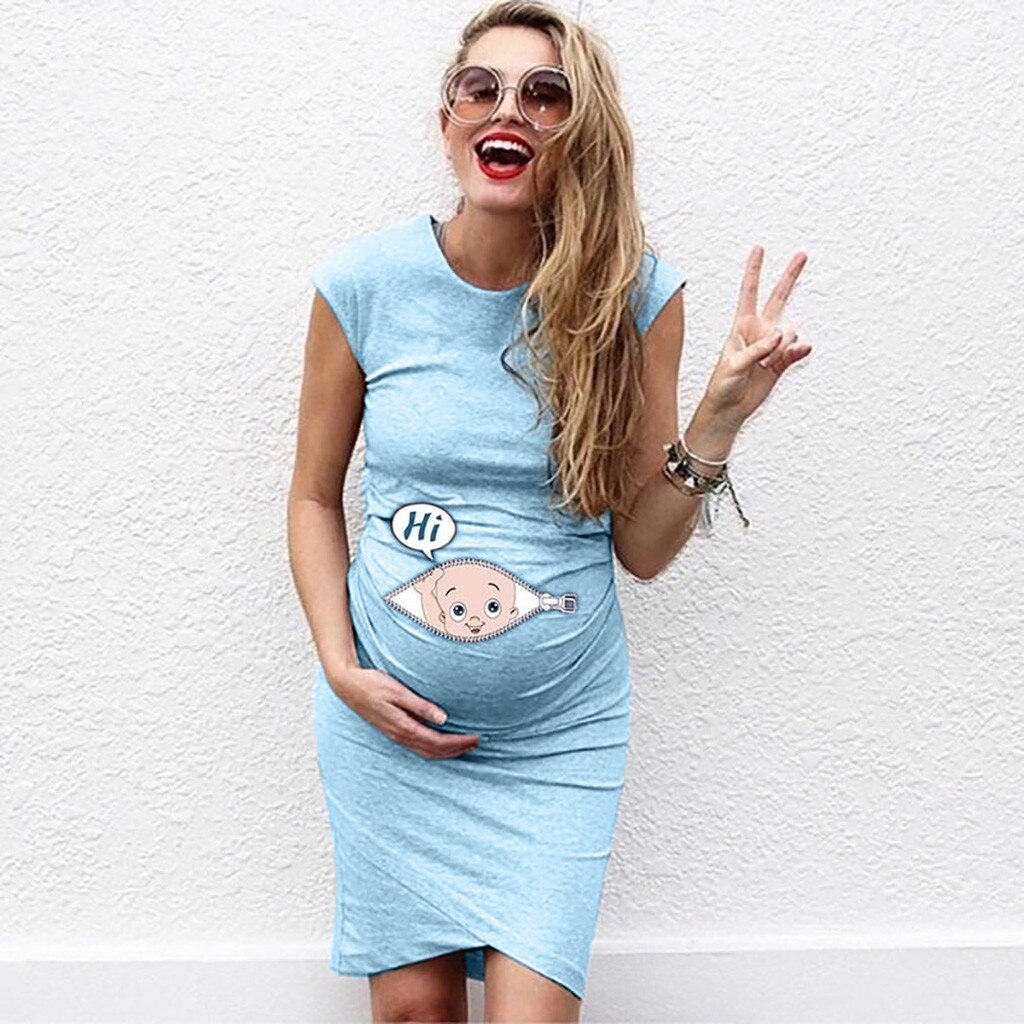 newborn Baby Print Breastfeeding Dresses Summer платье Women Sleeveless Pregnancy Maternity Dress Nusring Clothes Mother Dress: Sky Blue / M