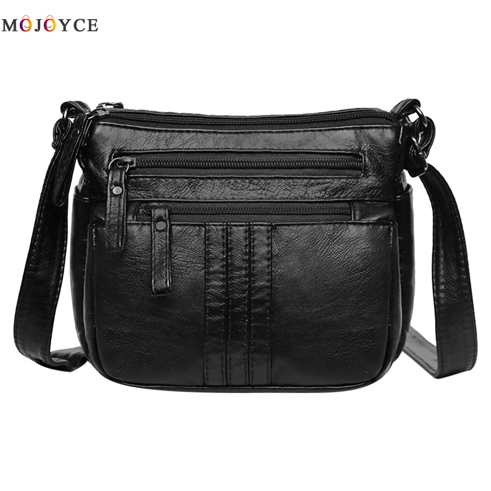 Multi-pocket kvinner skulder messenger veske pu lær myk crossbody-veske: Brun