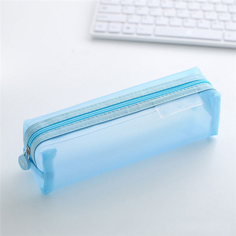 Estuches de lápices transparentes para niñas, 1 unidad, artículos para la mochila del colegio, estuche de papelería, caja de lápices Kawaii: sky blue