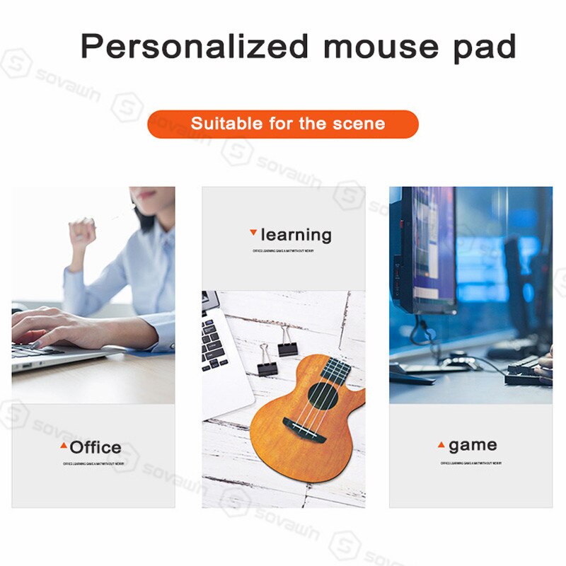 SOVAWIN-alfombrilla de goma Natural para ratón, 220x180x2MM, antideslizante, para guitarra, ordenador, oficina, teclado