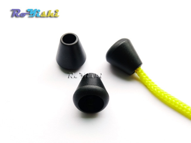 50 stks zwarte rits pull eindigt bell stopper zonder deksel cord lock plastic zwart gat: 5mm