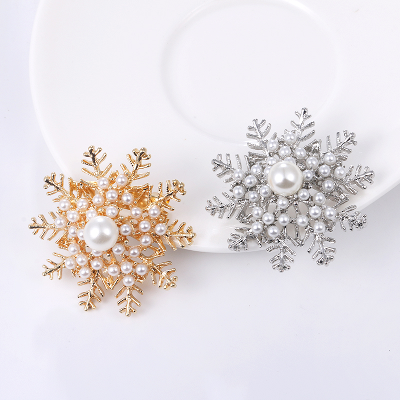 Baiduqiandu gesimuleerde parel sneeuwvlok broche pins voor vrouwen in goud of zilver kleur xd8856