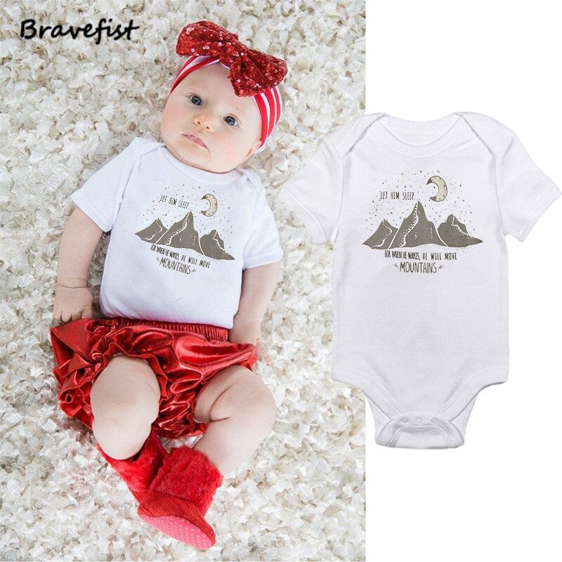 Baby Boy Girl Cotton Romper Baby Clothes Jumpsuit 0-24Months Baby Unisex Kids Clothing Moon And Mountain Peak