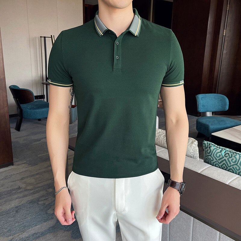 Men's Casual Knit Polo – Stylish Slim Fit Short Sleeve for Summer Outings main image 0