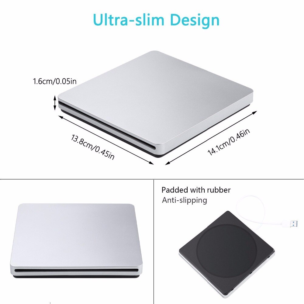 Externe Slim USB3.0 DVD Brander DVD-RW VCD CD RW Brander Draagbare voor Samsung Asus Dell HP ACER Lenovo Toshiba xiaoMi