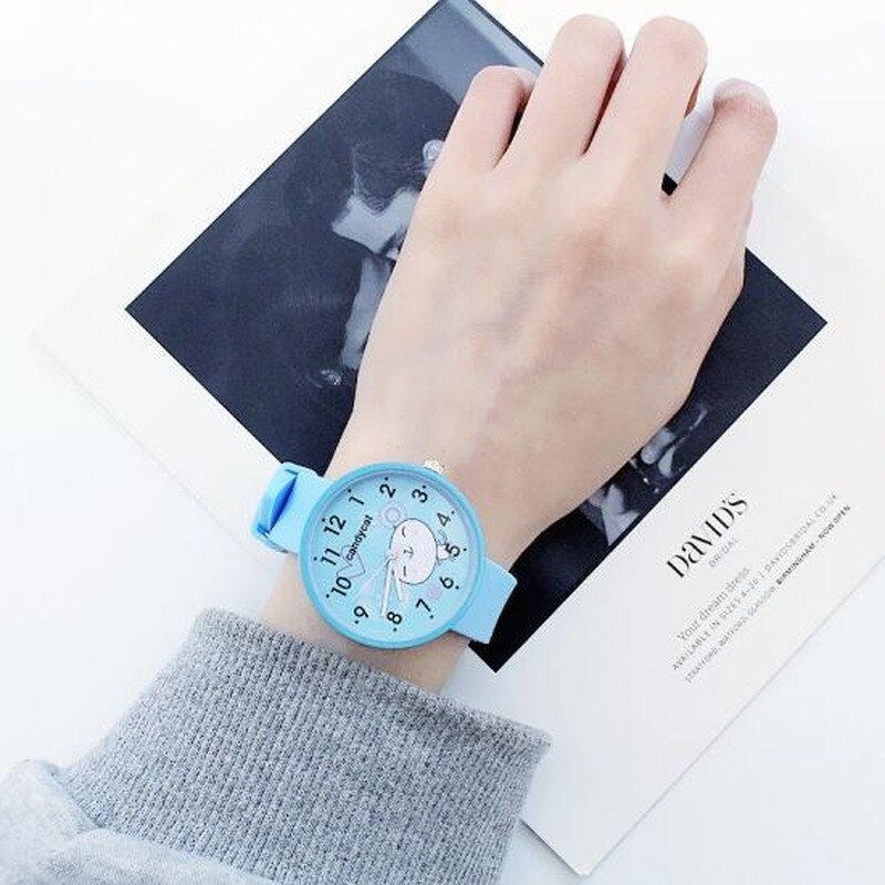 style watch women watches pink student watch simple candy silicone strap relogio feminino: Green