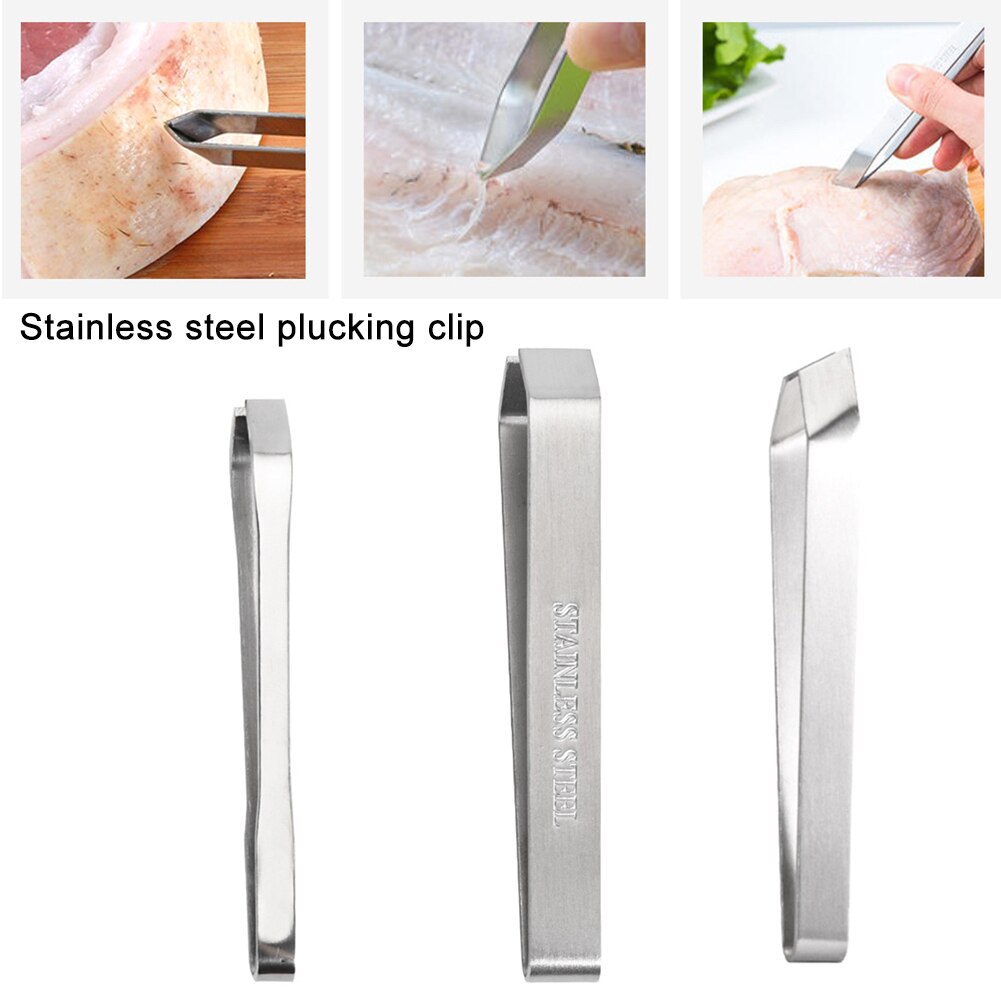 3 PCS Stainless Steel Fish Bone Tweezers Pincer Clip Puller Remover Tongs Fish Bone Plucking Clamp Kitchen Gadgets Tools: Default Title