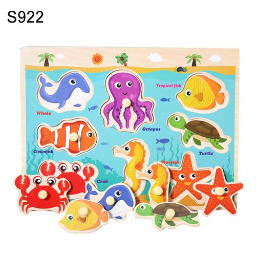 Animal Number Fruit Animal Wooden Puzzle Pairing Board Development Kids Toy Kids Educational Toys for Children: S922