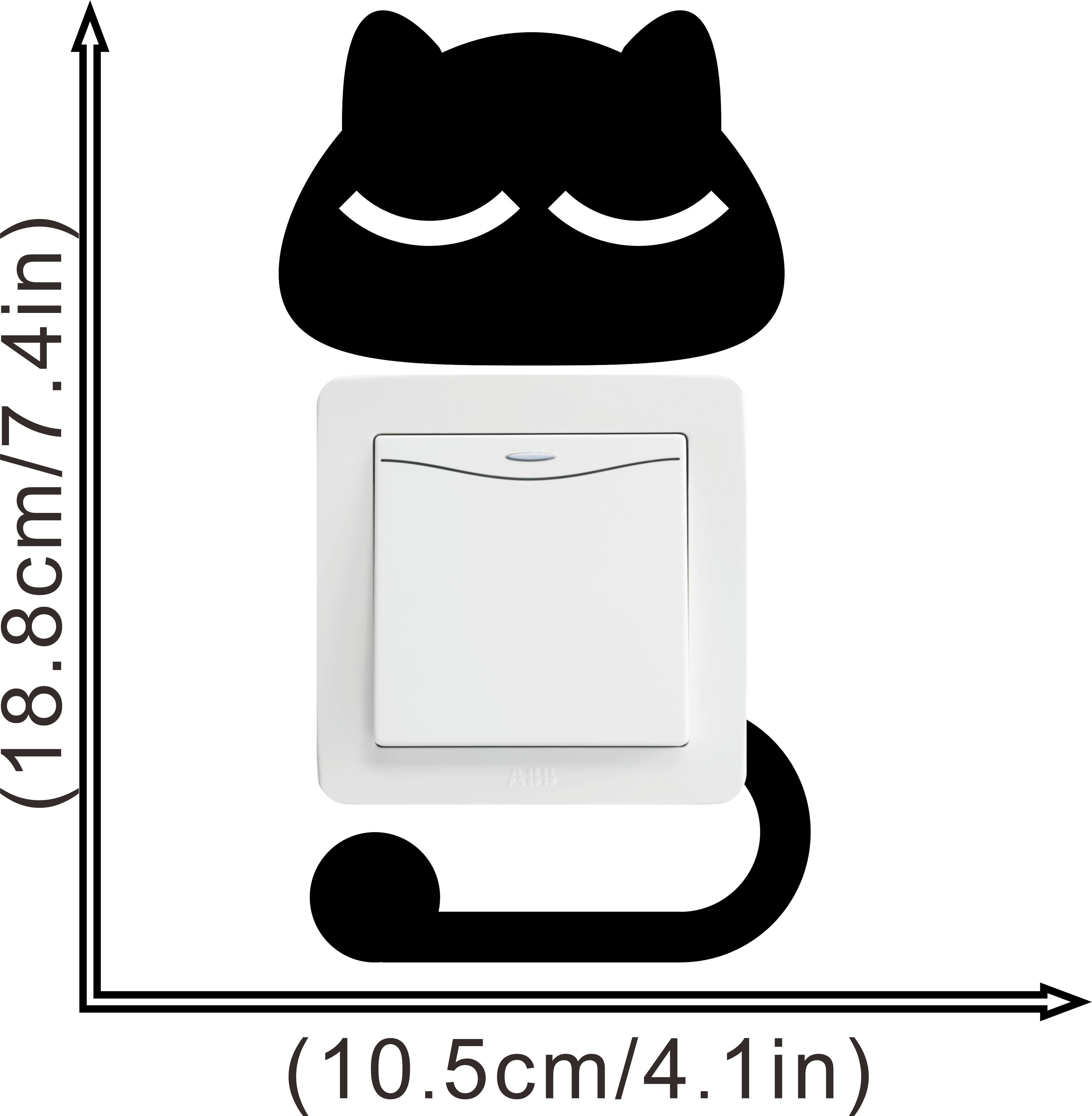 Baby bedroom living room decoration cute cat switch sticker mural art environment friendly vinyl DIY children's Wall Decal: 011