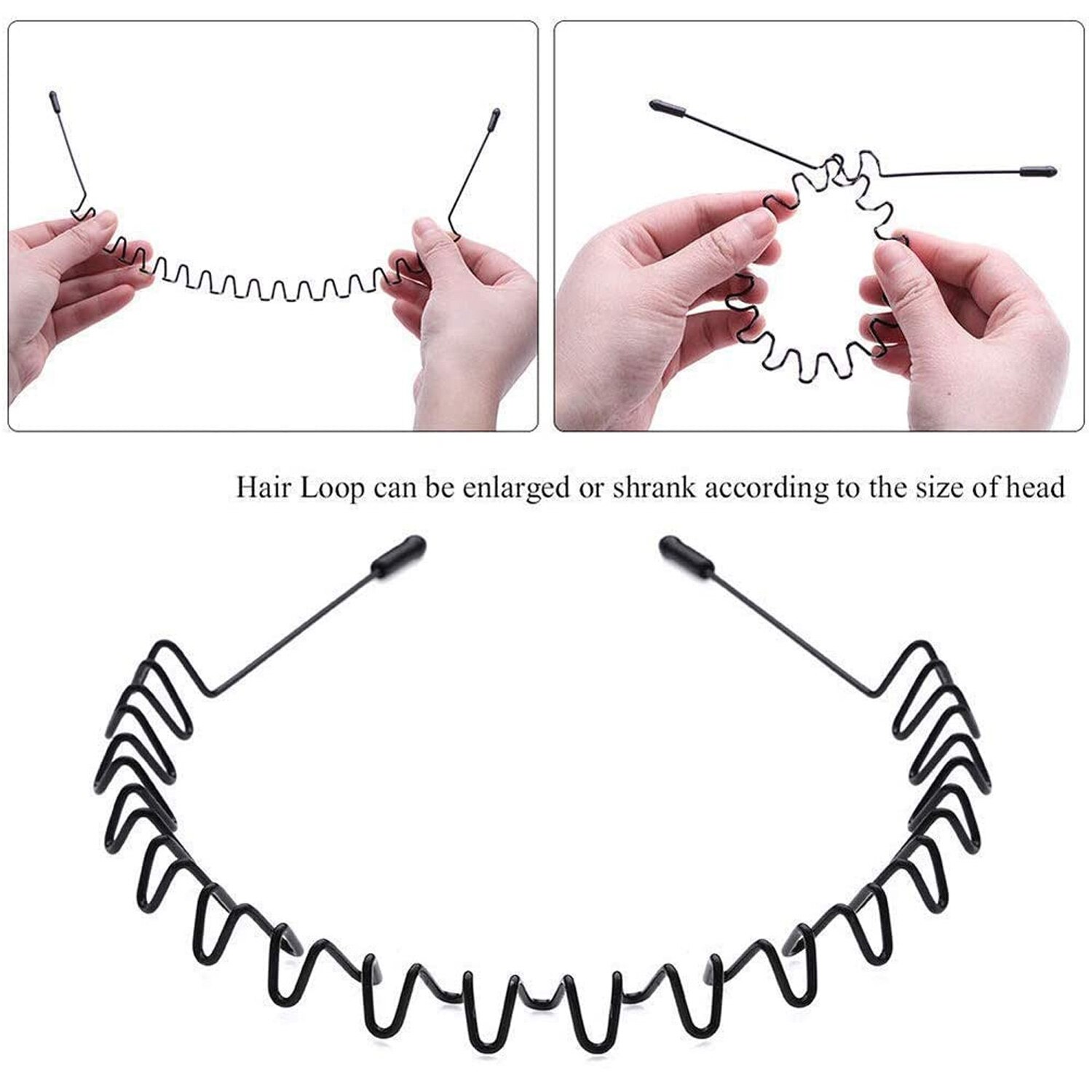 9pcs Simple Metal Spring Wave-Shaped Hairband Hair Hoops Headband Headwear Accessories for Men Womem