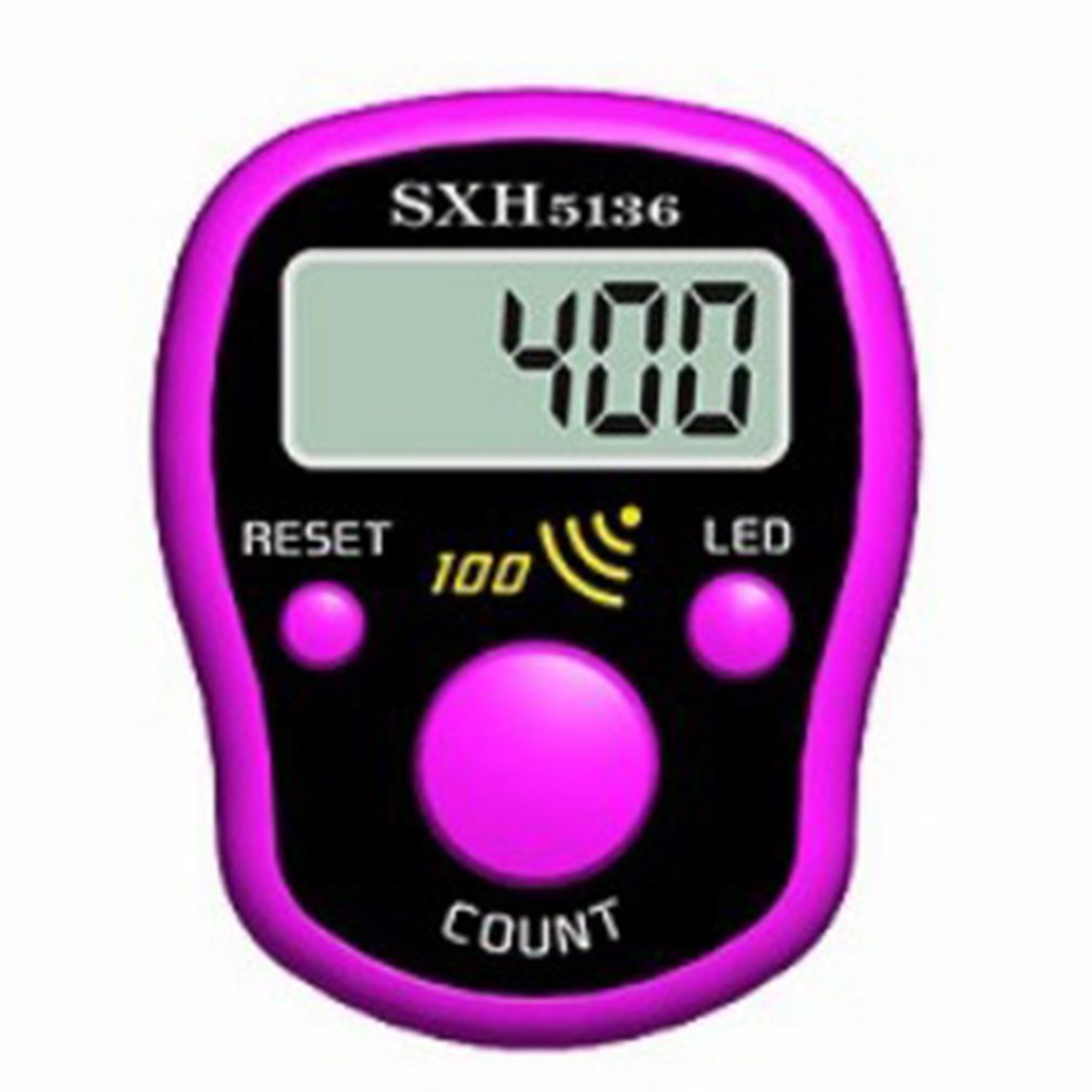 Magic Stitch Marker Row Finger Counter LCD Electric Digital Display with LED Light For Buddha Pray Sewing Knitting Weave Tool: Purple