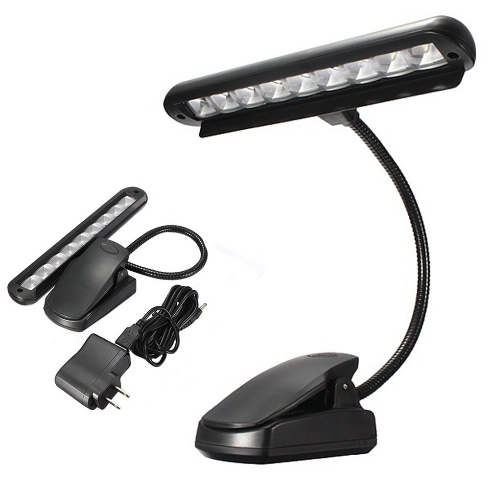 Flexibele 9 LEDs Clip-On Orchestra Music Stand Piano Muziek score Lamp Licht met Adapter 3 x AA batterijen NIET Inbegrepen