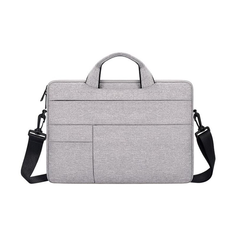 Waterproof Simple Men Bag Business Nylon Computer Handbags Portable Zipper Shoulder Laptop Bag Men Shoulder Laptop Bag black: 14.1inch light gray