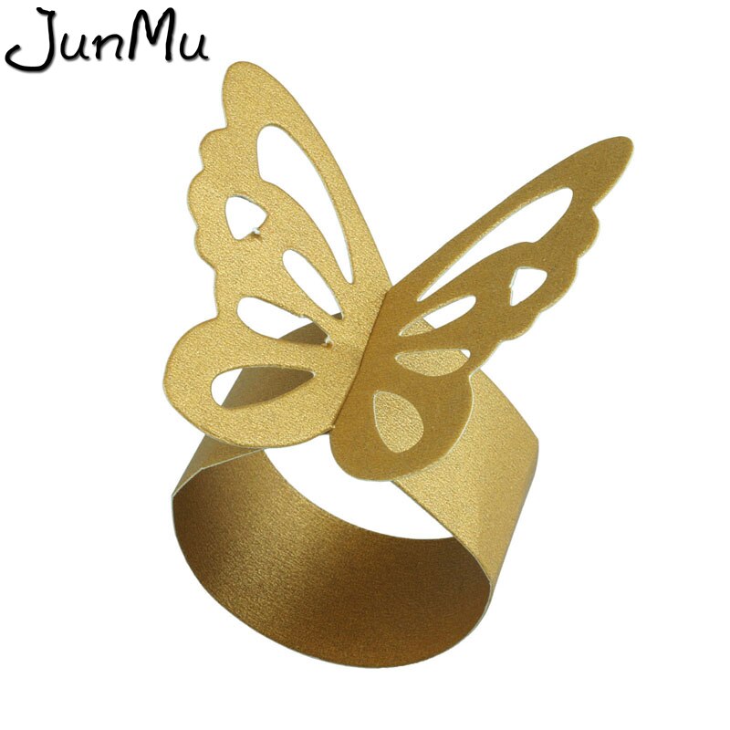 Butterfly Paper Servetringen Voor Bruiloft Decoratie Feestartikelen Diner Banket Tafel Decoratie Accessoires 50 Stks/partij: gold